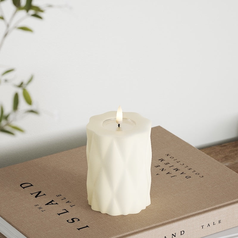 Deluxe Homeart Harlequin Φωτιστικό μπλοκ LED Ø 7,5 x 10 cm Κρεμ