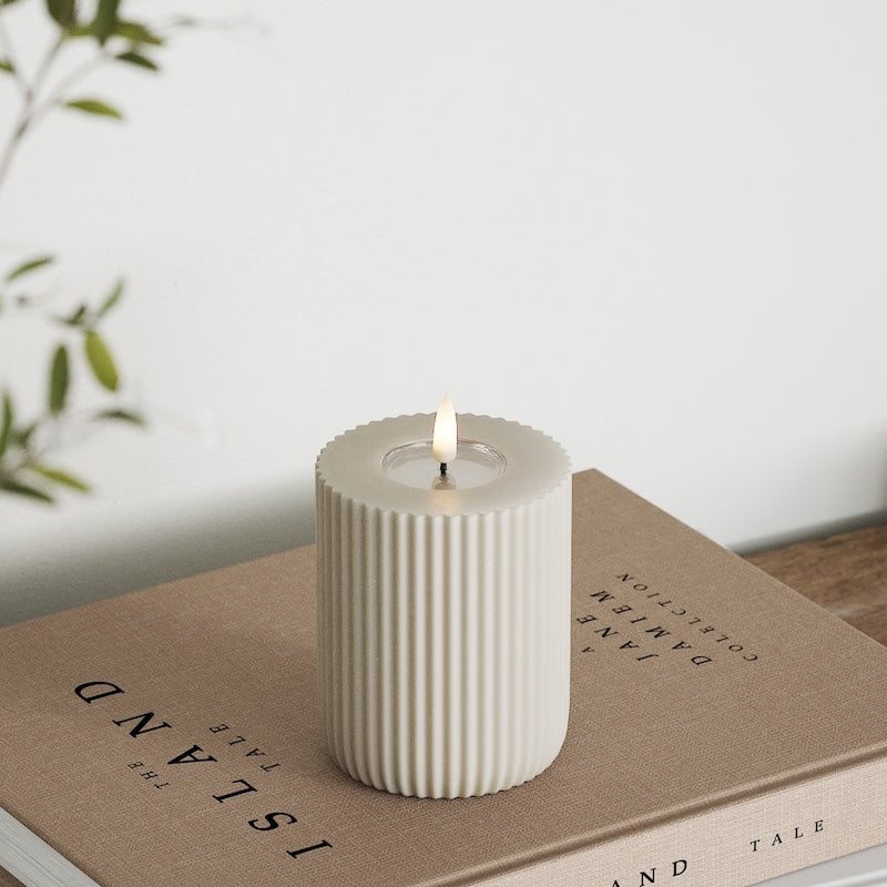 Deluxe Homeart Solid Stripe Φωτιστικό LED Block Ø 8 X 10 cm Άμμος