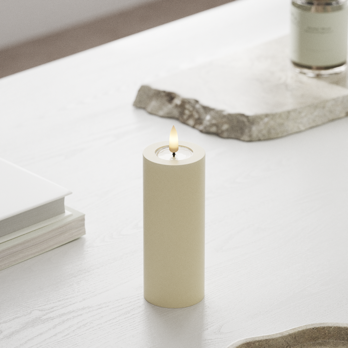 Deluxe Homeart LED blokk lámpa Ø 5 x 12,5 cm Krémes LED blokk lámpa 1