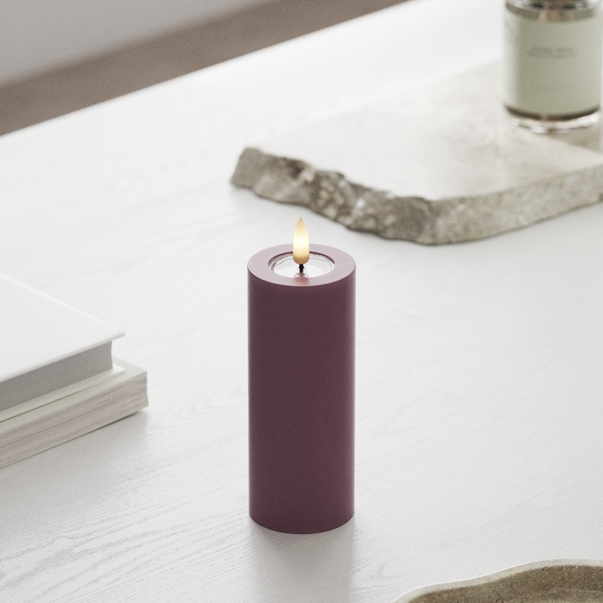 Deluxe Homeart LED Blockljus Ø 5 x 12,5 cm Ljuslila LED Blockljus 1