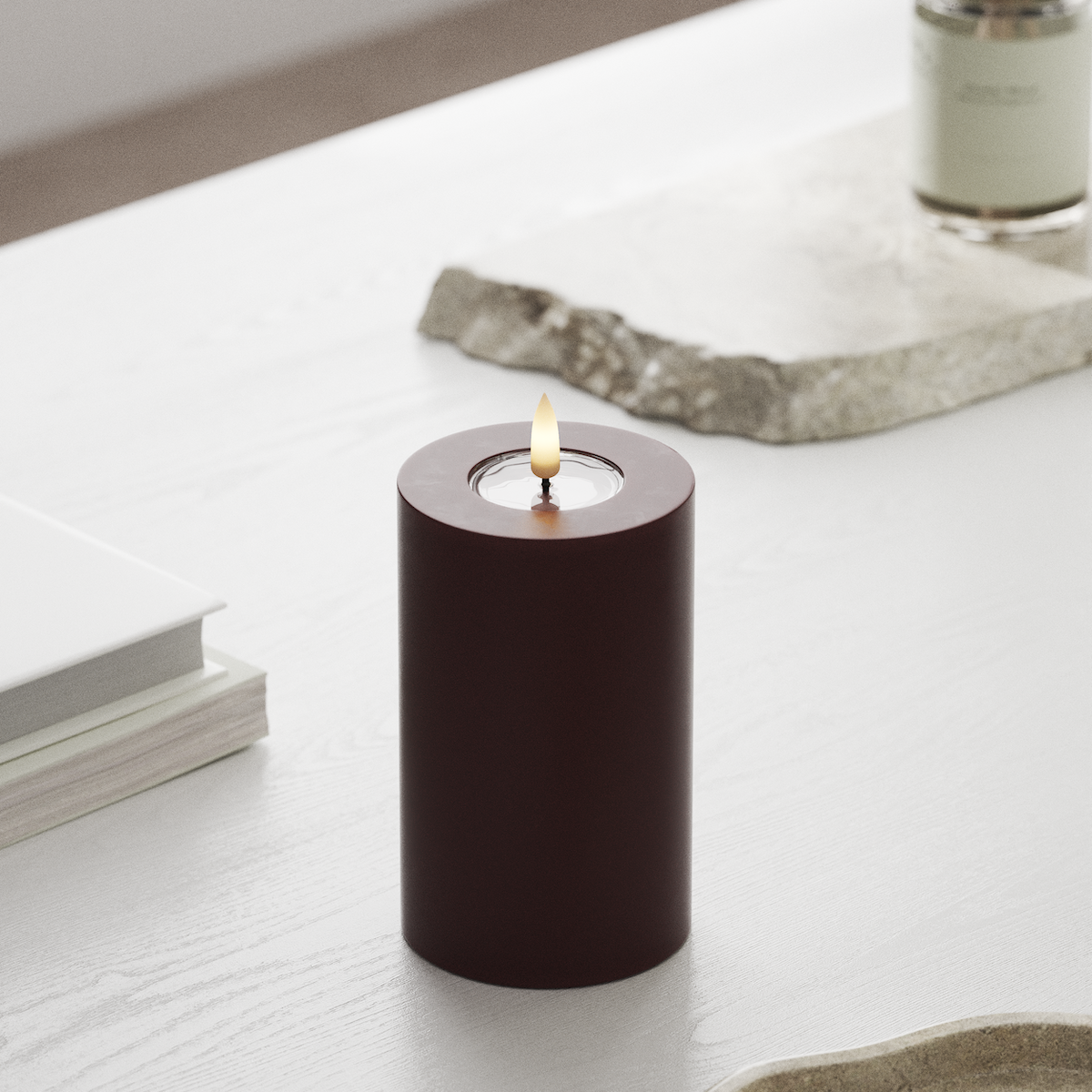 Deluxe Homeart LED plokkvalgusti Ø 7,5 x 12,5 cm Burgundia LED-ploki tuli 1