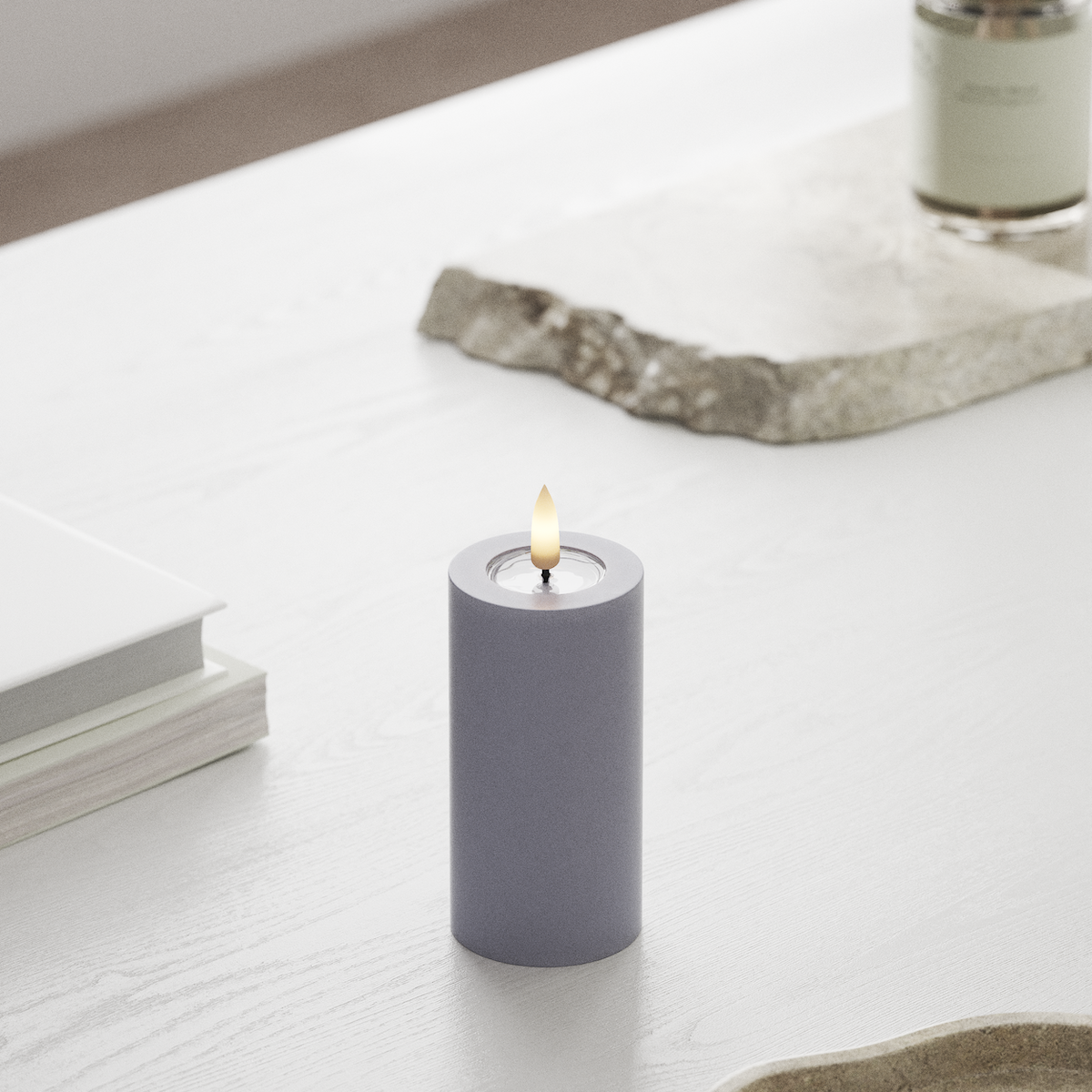 Deluxe Homeart LED Bloklys Ø 5 x 10 cm Støvet blå LED bloklys 1