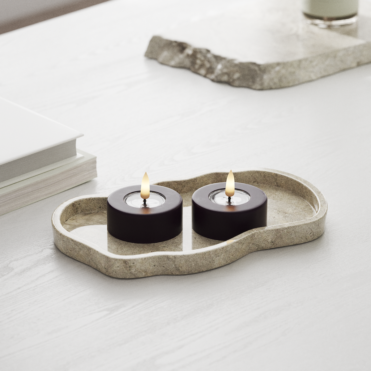 Deluxe Homeart LED Jumbo teeküünlad 2 tk. Suur Tumelilla LED jumbo teevalgusti 1