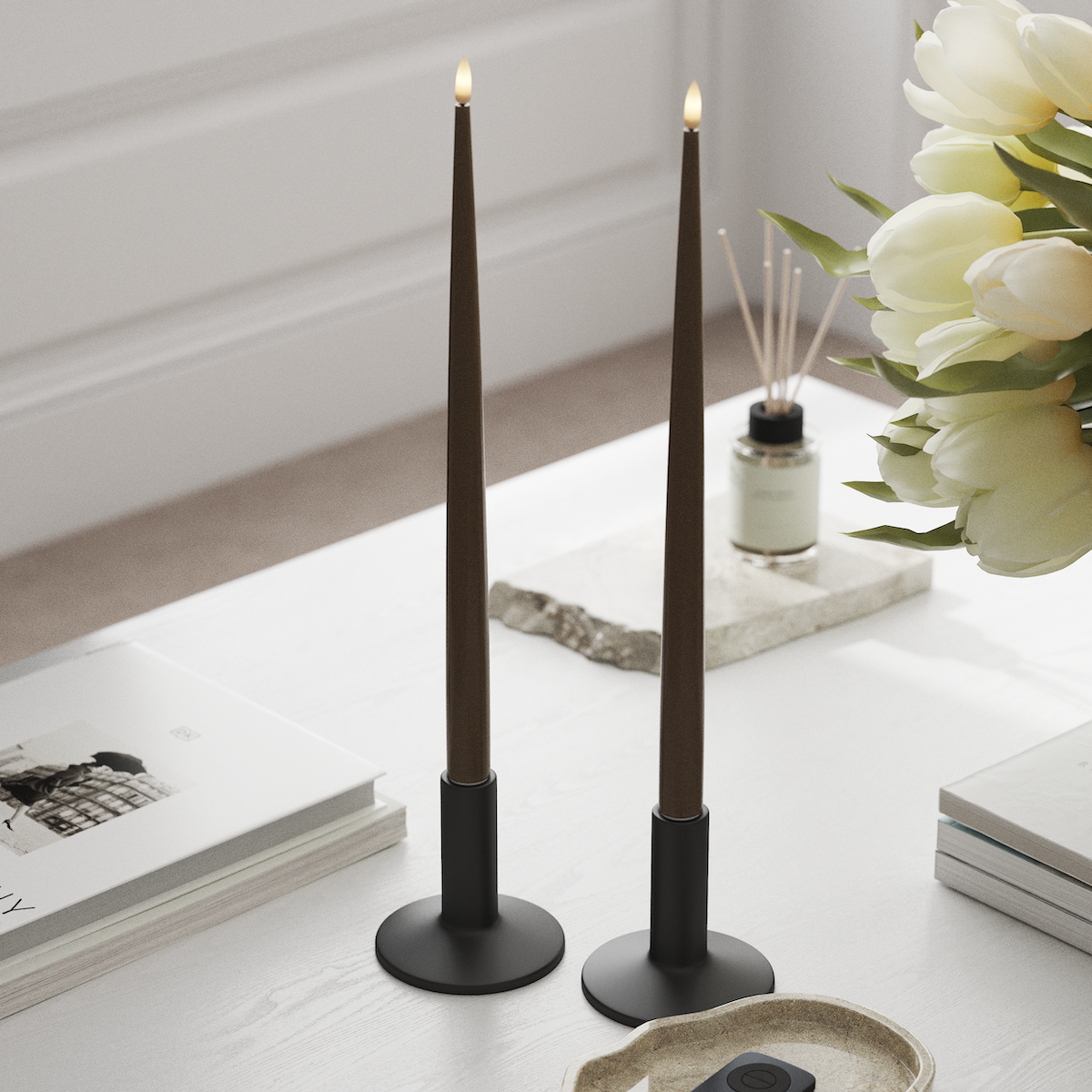 Deluxe Homeart LED gyertyalámpa Lakkal, 2 db 38 cm Karamell LED gyertyafény 1