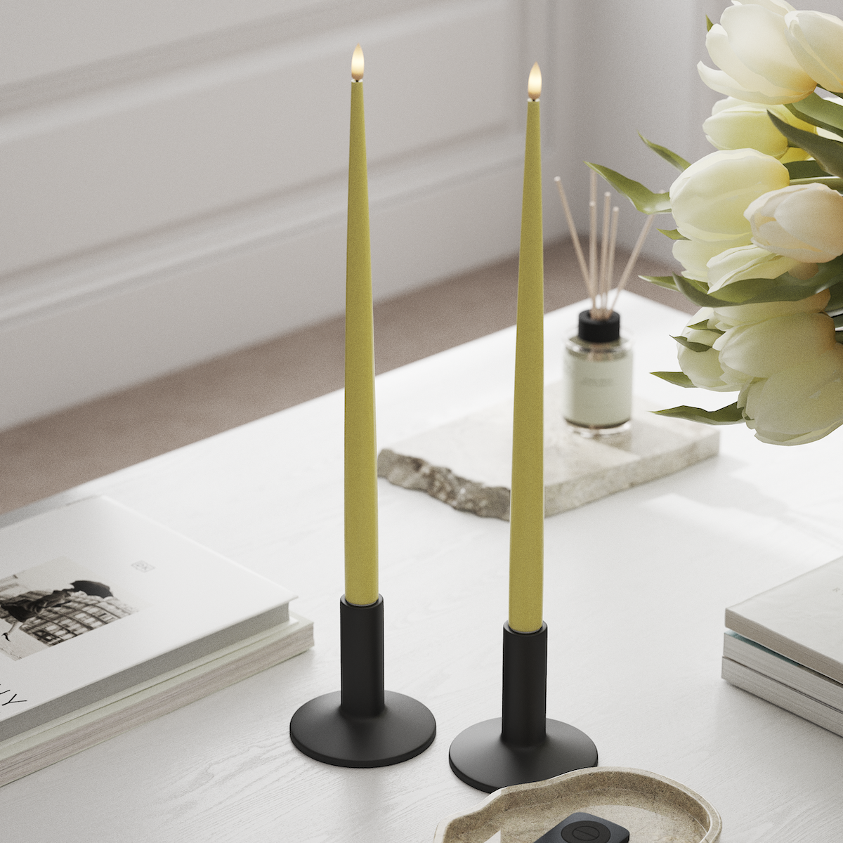 Deluxe Homeart Φωτιστικό κεριού LED με Λάκα, 2 τμχ 38 cm Ανοιχτό κίτρινο Φως κεριού LED 1