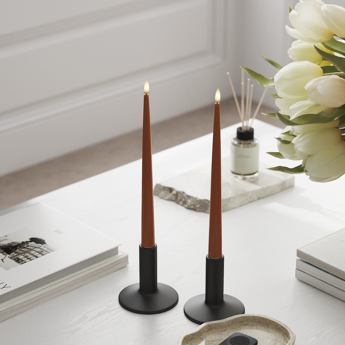 Deluxe Homeart LED Ljus Med Lack med Lack, 2 st 28 cm Orange LED Ljus Med Lack 1