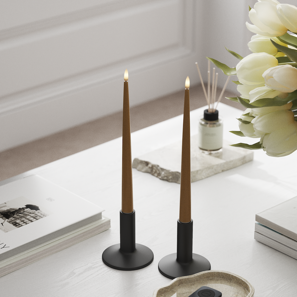 Deluxe Homeart Φωτιστικό κεριού LED με Λάκα, 2 τεμάχια 28 cm Κάρι Φως κεριού LED 1