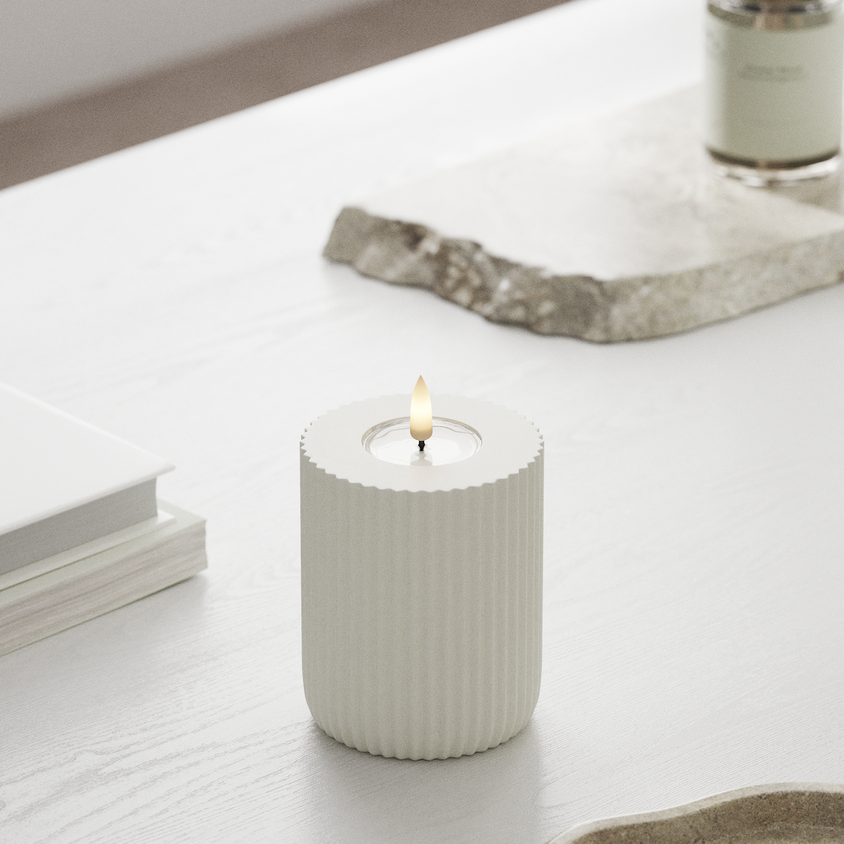 Deluxe Homeart Solid Stripe LED Blokklys Ø 8 X 10 Cm Hvit LED Form 1