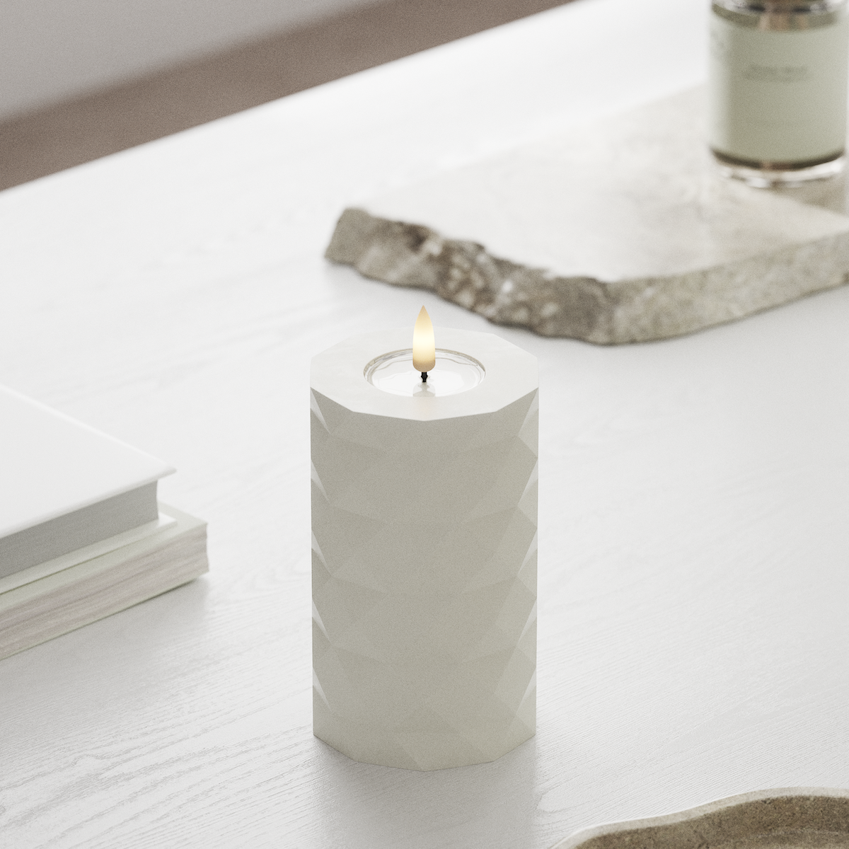 Deluxe Homeart Square LED blokk lámpa Ø 7,5 x 12,5 cm Fehér LED-ek Square 1