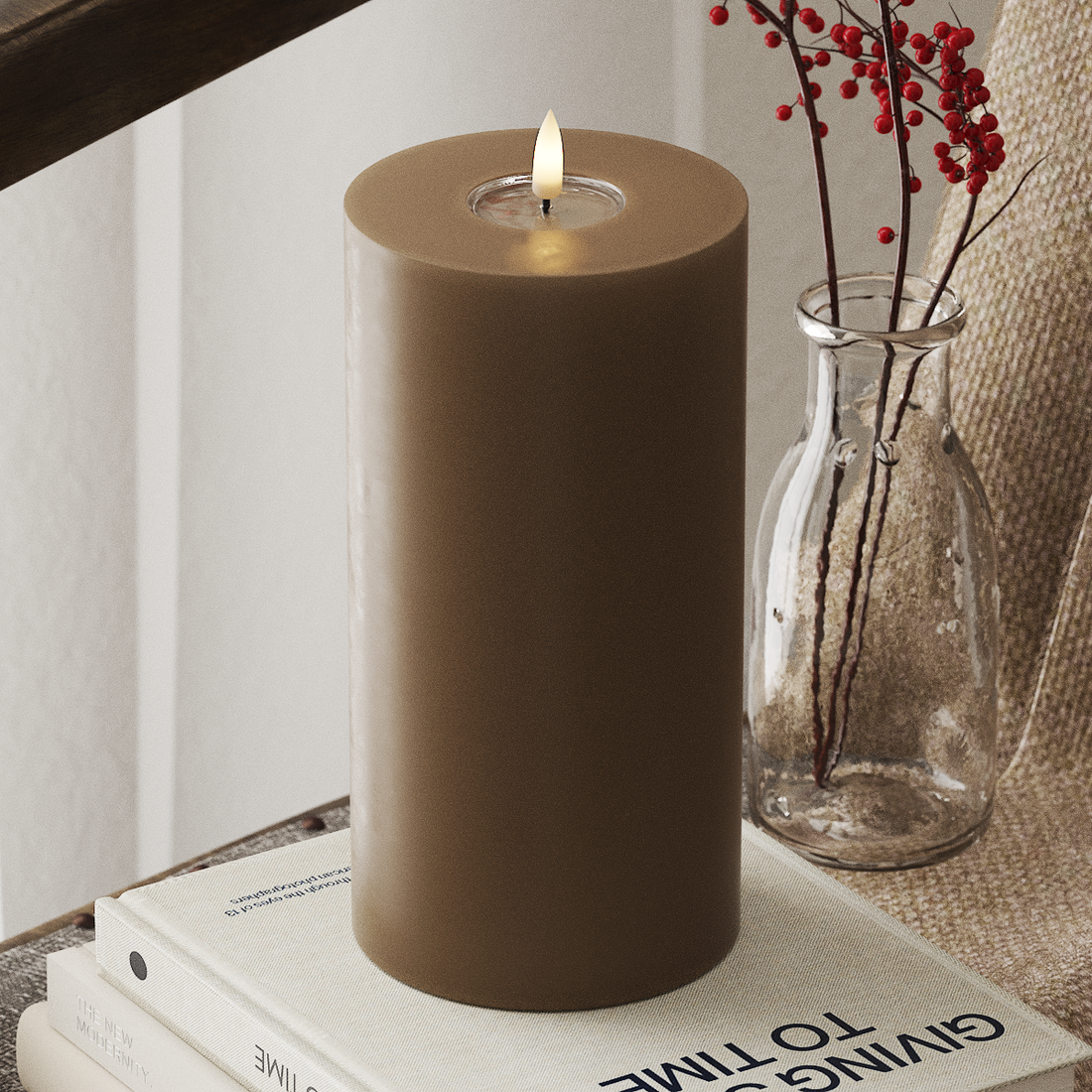 Deluxe Homeart LED blokk lámpa Ø 10 x 20 cm Karamell LED blokk lámpa 4