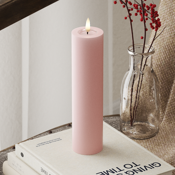 Deluxe Homeart LED Bloklys Ø 5 x 20 cm Lyserød LED bloklys 4
