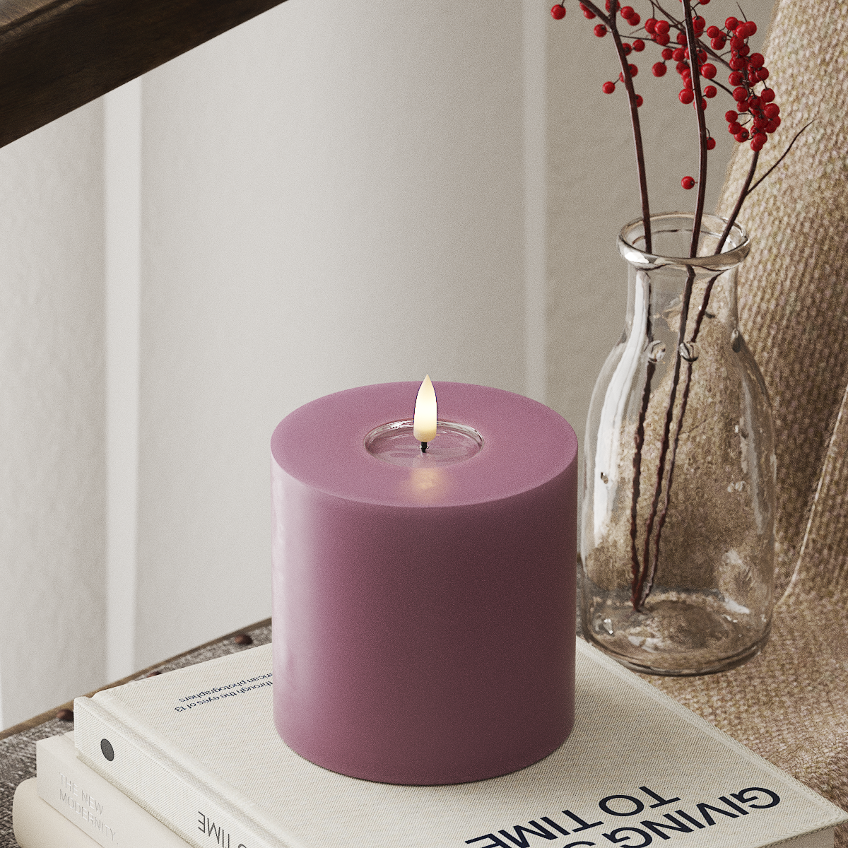 Deluxe Homeart LED Blockljus Ø 10 x 10 cm Ljuslila LED Blockljus 4