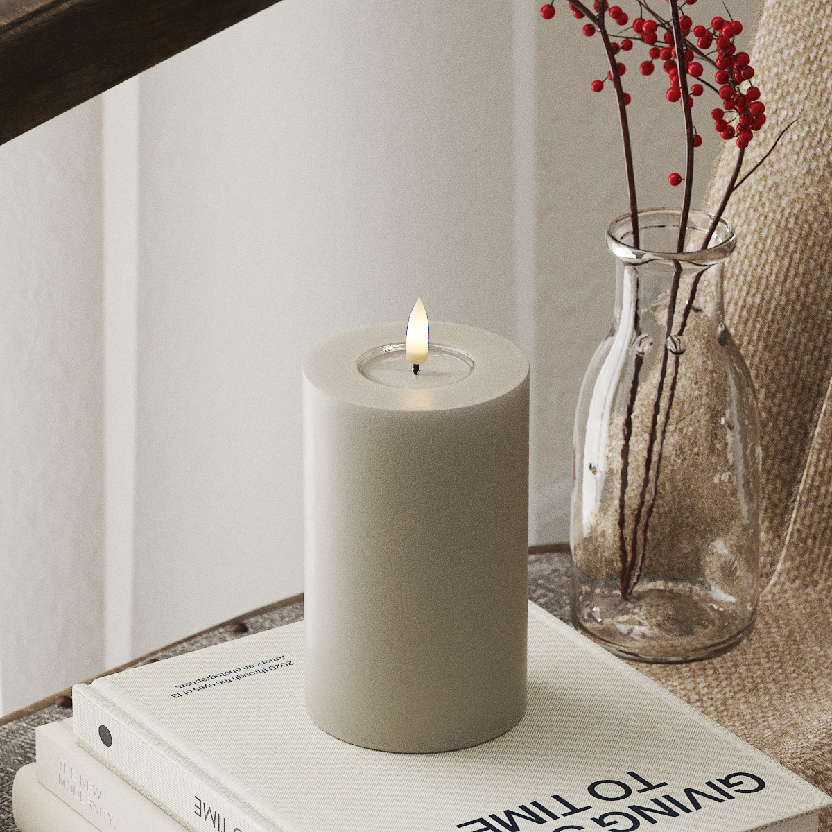 Deluxe Homeart Φωτιστικό μπλοκ LED Ø 7,5 x 12,5 cm Άμμος Φως μπλοκ LED 4