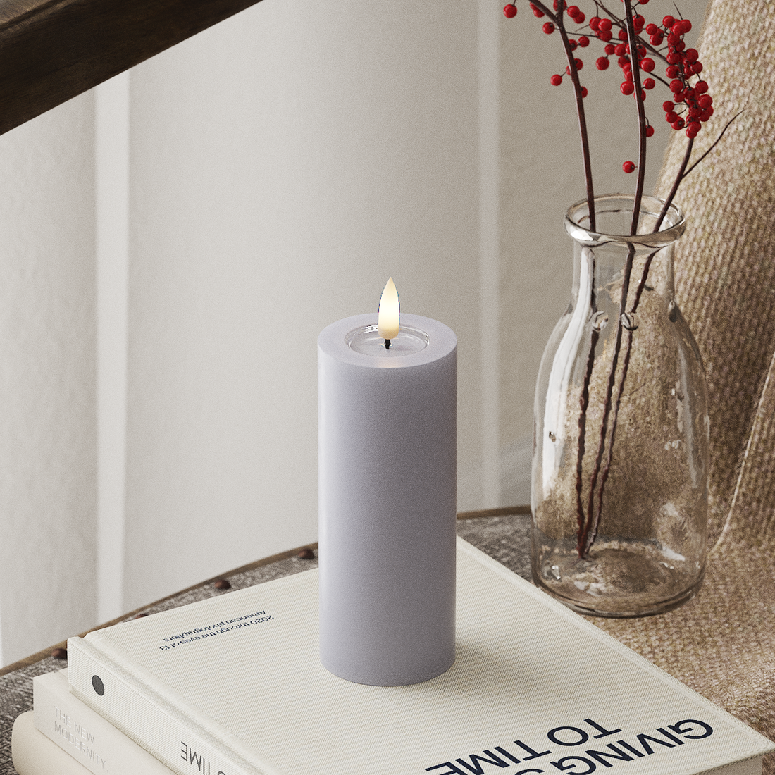 Deluxe Homeart LED blokové světlo Ø 5 x 12,5 cm Zaprášená modrá LED blokové světlo 4