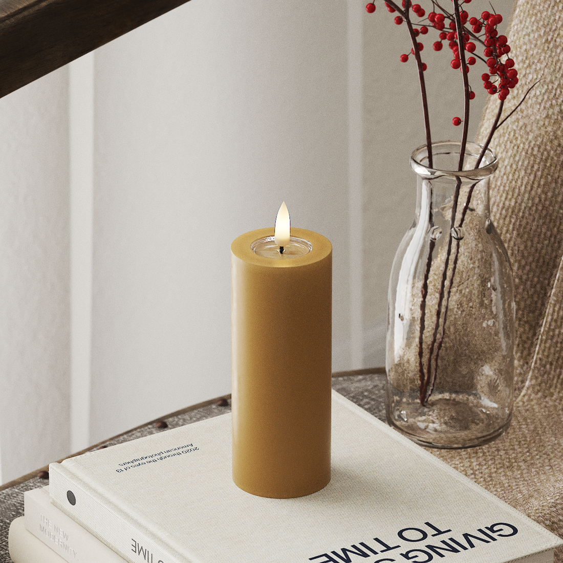 Deluxe Homeart LED Blokklys Ø 5 x 12,5 cm Curry LED blokklys 4