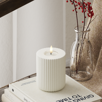 Deluxe Homeart Solid Stripe LED Blokklys Ø 8 X 10 Cm Hvit LED Form 4