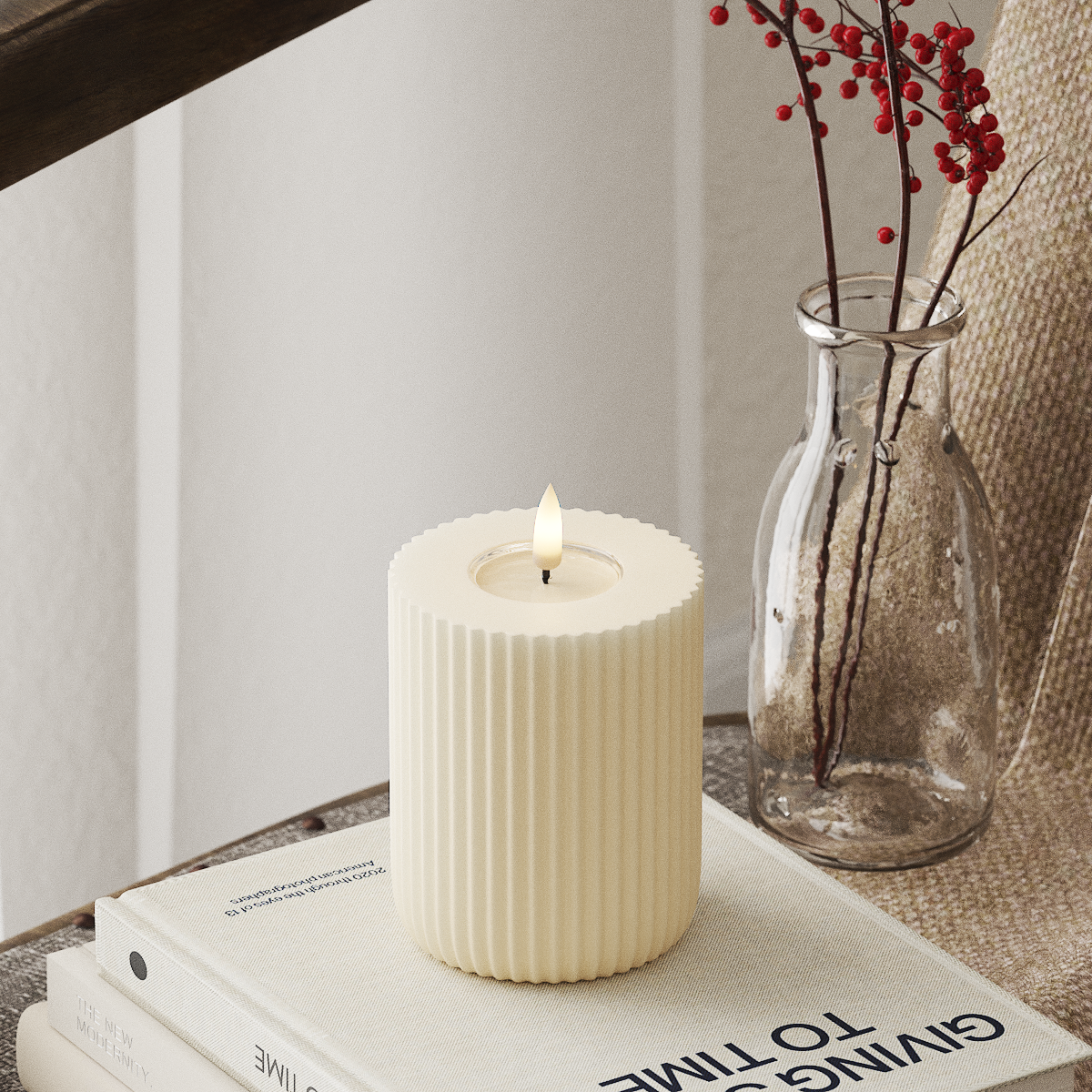 Deluxe Homeart Solid Stripe Φωτιστικό LED Block Ø 8 X 10 cm Κρεμ Σχήμα LED 4