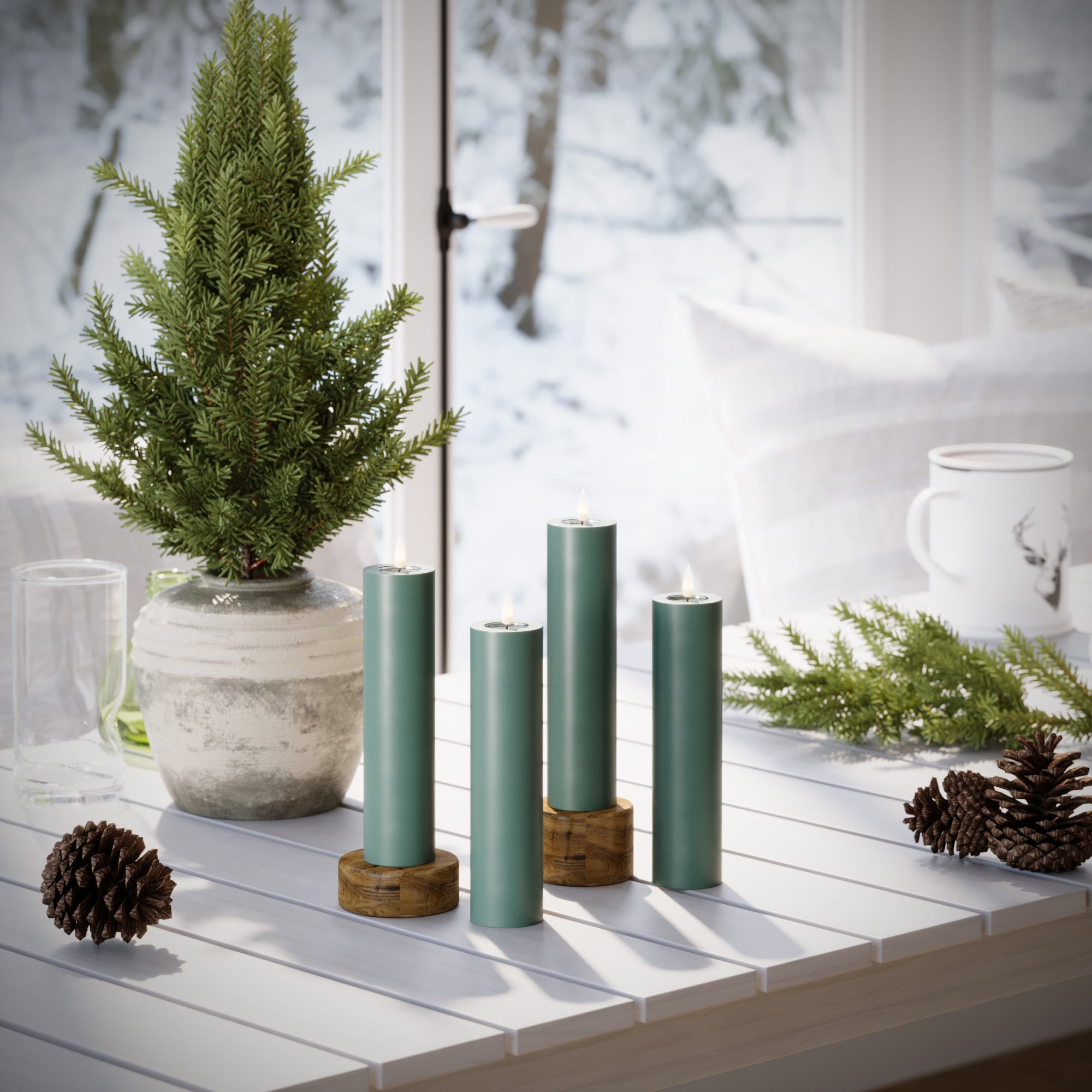 Φώτα μπλοκ LED Ø 5 x 20 cm Πράσινο του νεφρίτη - 4 τεμ.