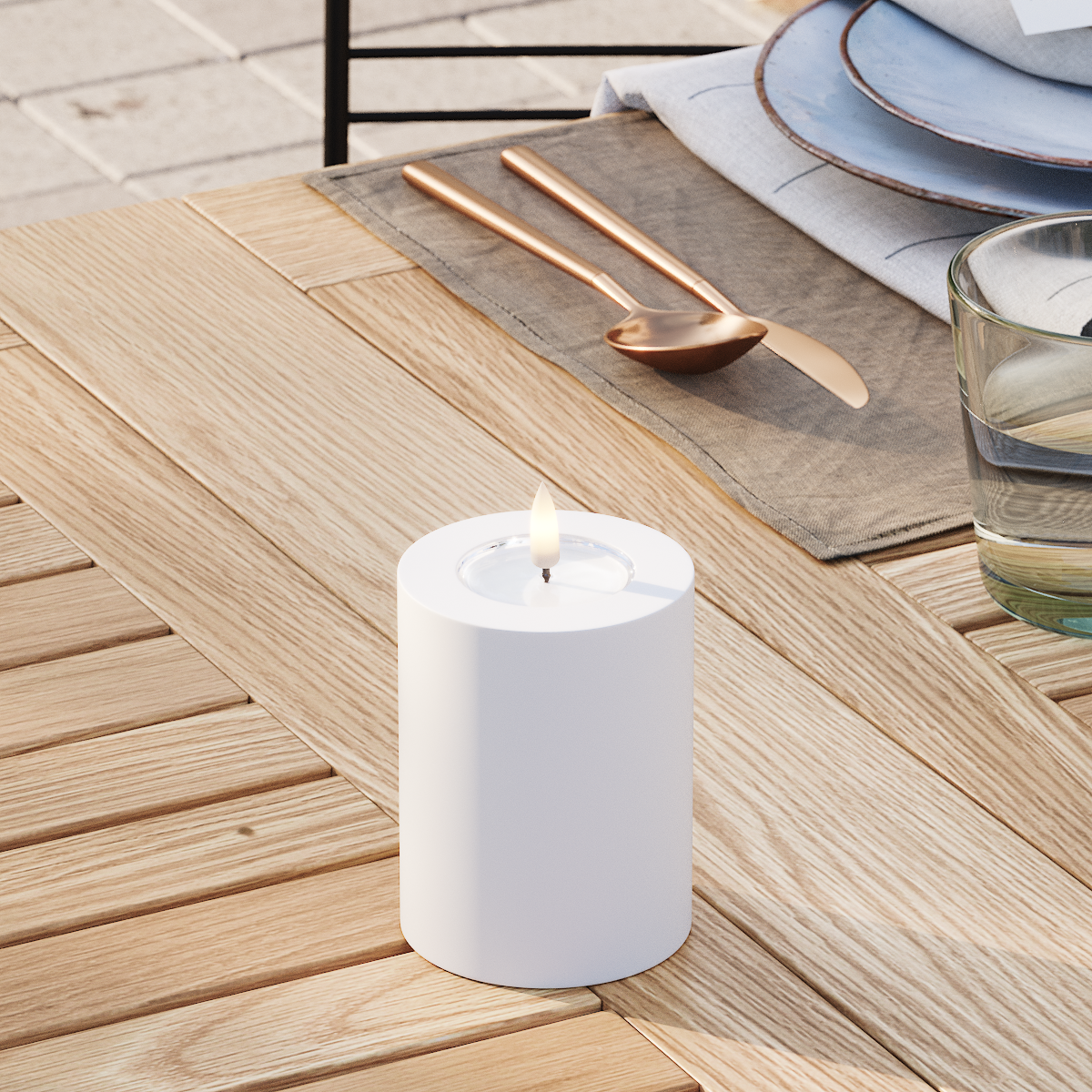 Deluxe Homeart Φωτιστικό μπλοκ LED εξωτερικού χώρου Ø 7,5 x 10 cm Λευκό Φως μπλοκ εξωτερικού φωτός LED 3