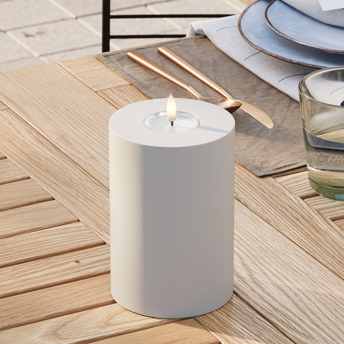 Deluxe Homeart Venkovní LED blokové světlo Ø 10 x 15 cm Písková LED venkovní světelné blokové světlo 3