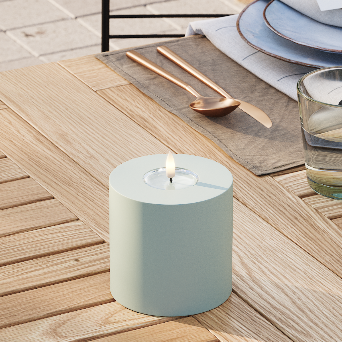 Deluxe Homeart Φωτιστικό μπλοκ LED εξωτερικού χώρου Ø 10 x 10 cm Φασκόμηλο πράσινο Φως μπλοκ εξωτερικού φωτός LED 3