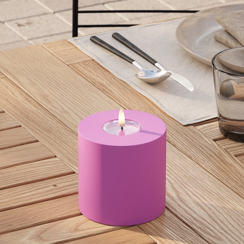 Deluxe Homeart Udendørs LED Bloklys Ø 10 x 10 cm Magenta