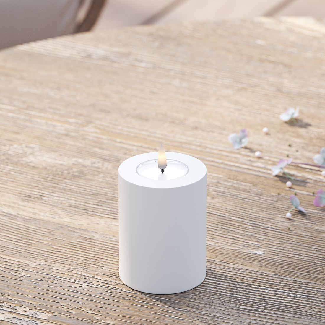 Deluxe Homeart Udendørs LED Bloklys Ø 7,5 x 10 cm Hvid LED udendørslys bloklys 2