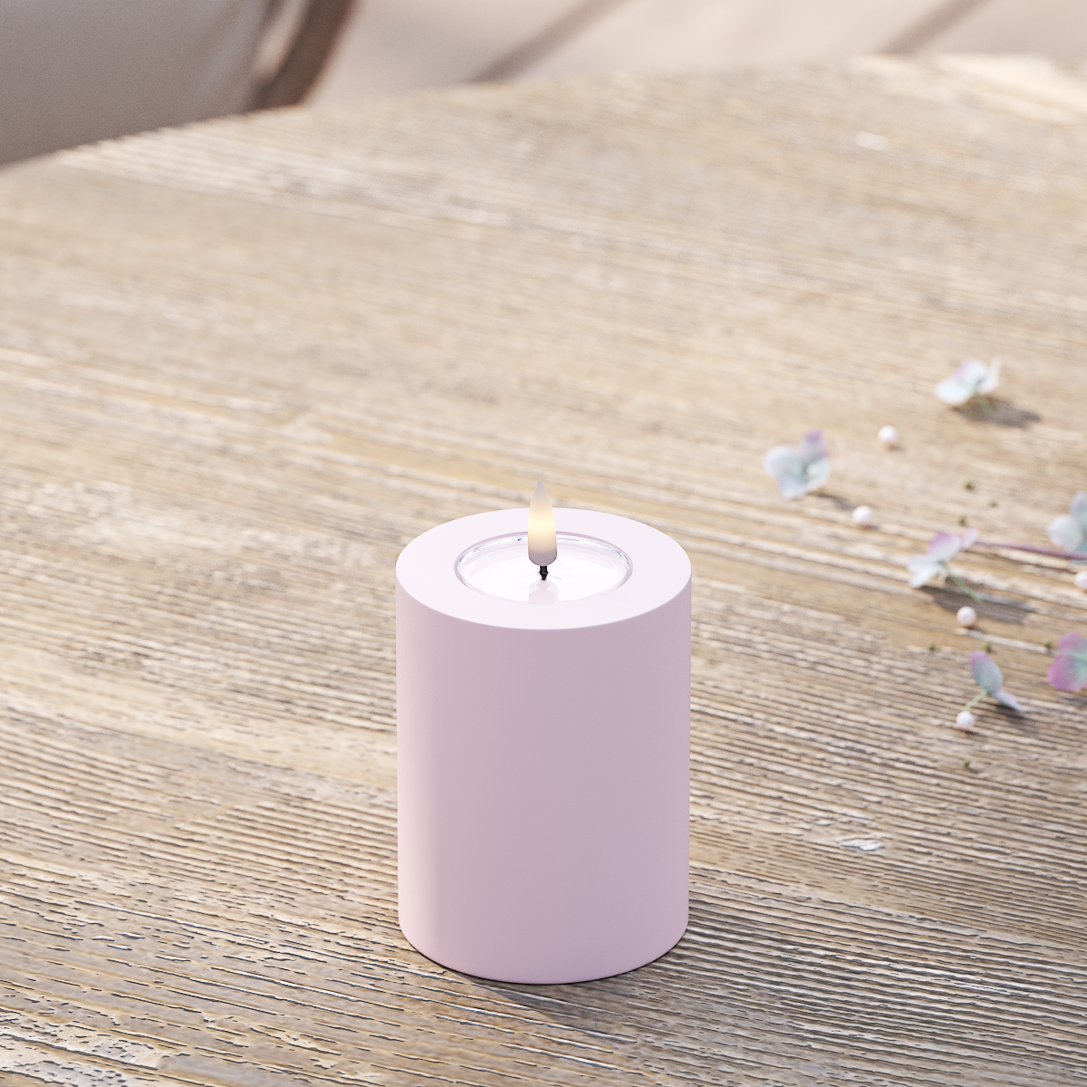 Deluxe Homeart Udendørs LED Bloklys Ø 7,5 x 10 cm Støvet rød LED udendørslys bloklys 2