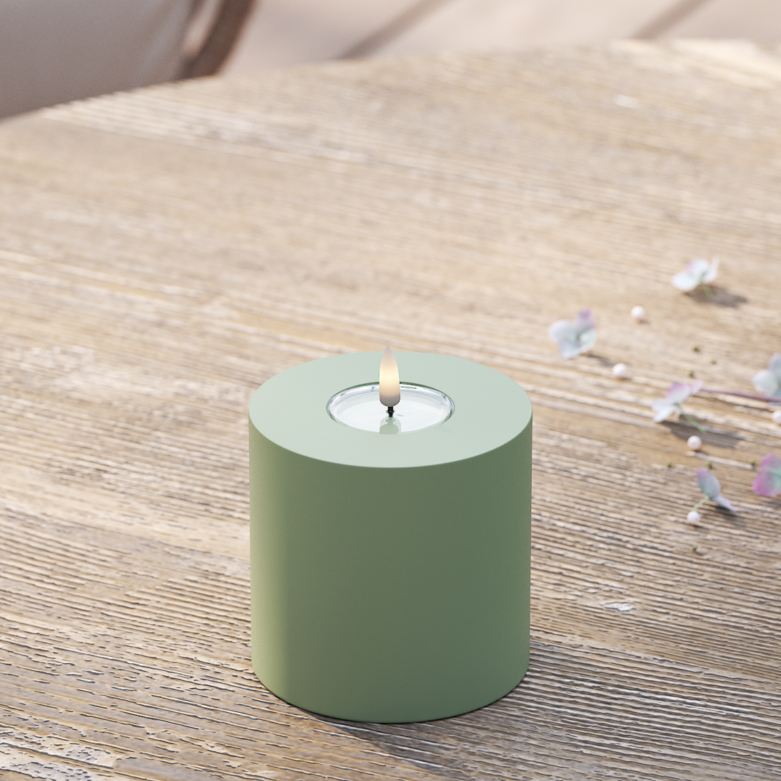 Deluxe Homeart Venkovní LED blokové světlo Ø 10 x 10 cm Zaprášená zelená LED venkovní světelné blokové světlo 2