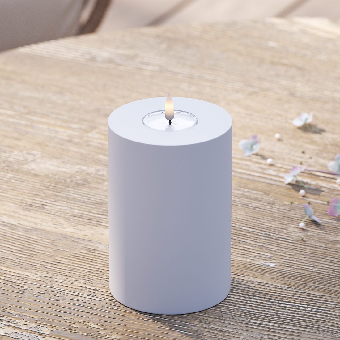 Deluxe Homeart Utendørs LED Blokklys Ø 10 x 15 cm Støvet blå LED utendørs lysblokklys 2