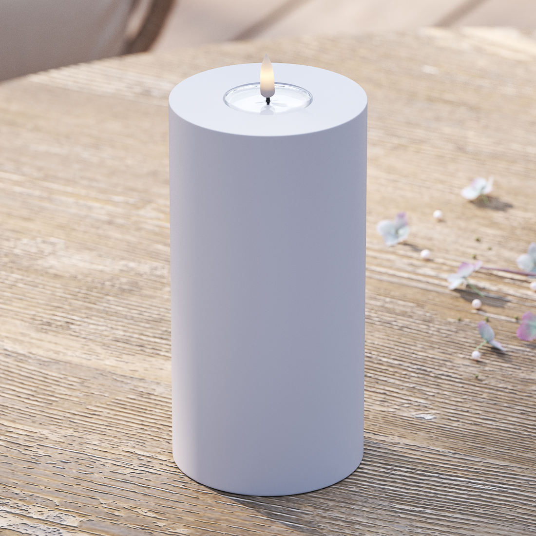 Deluxe Homeart Utendørs LED Blokklys Ø 10 x 20 cm Støvet blå LED utendørs lysblokklys 2