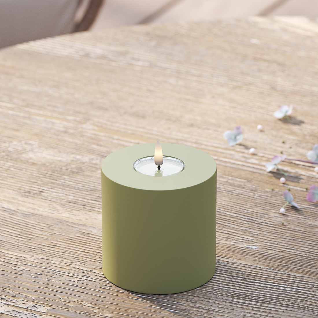 Deluxe Homeart Kültéri LED blokk lámpa Ø 10 x 10 cm Olivazöld LED kültéri lámpablokk lámpa 2