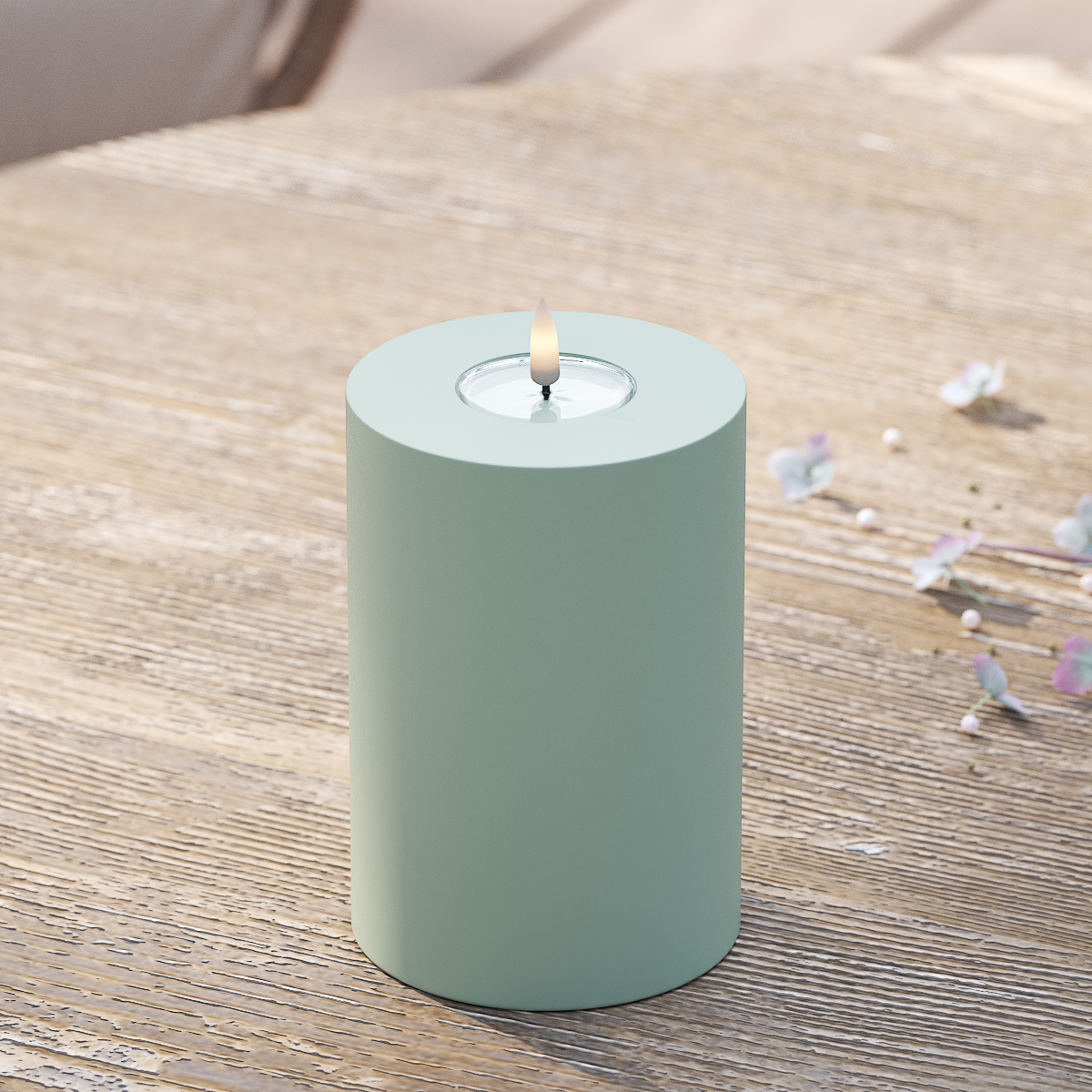 Deluxe Homeart Φωτιστικό μπλοκ LED εξωτερικού χώρου Ø 10 x 15 cm Φασκόμηλο πράσινο Φως μπλοκ εξωτερικού φωτός LED 2