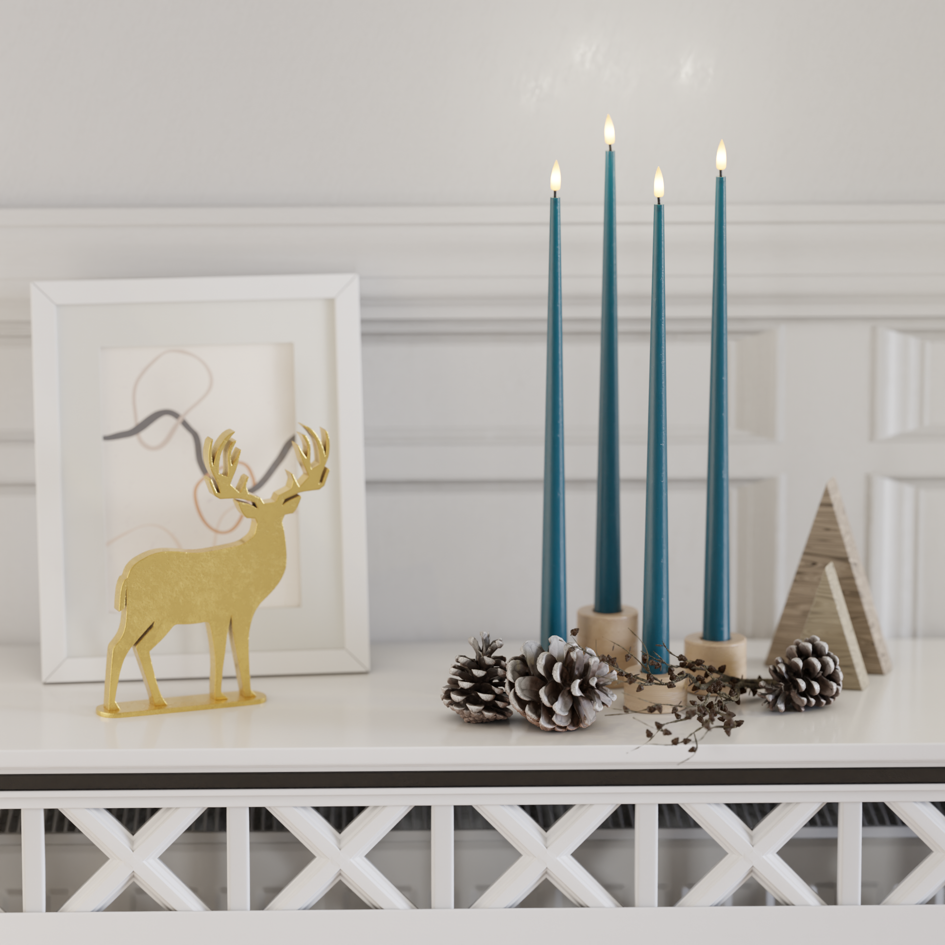 Deluxe Homeart LED Stearinlys pakke - Petroleum - 38 cm2