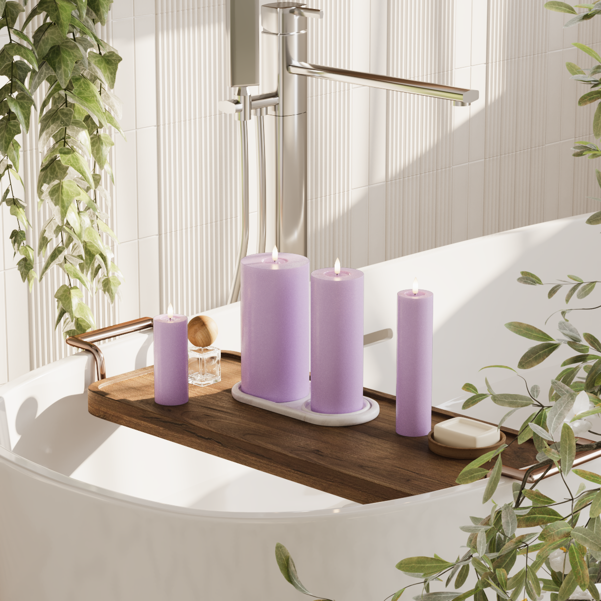 Deluxe Homeart LEDs Vela pilar pacote - Lavanda - 5 x 12,5 + 20 | 7,5x20 | Pacote 10 x 20 cm 2