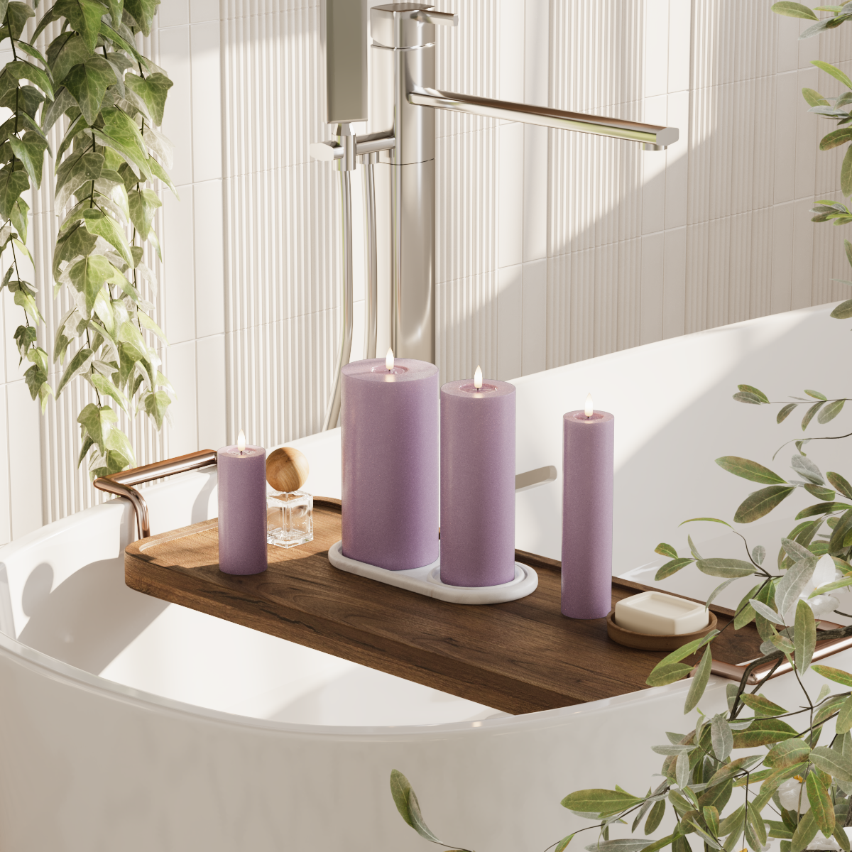 Deluxe Homeart LED blokk lámpacsomag - Világos lila - 5 x 12,5 + 20 | 7,5 x 20 | 10 x 20 cm-es csomag 2