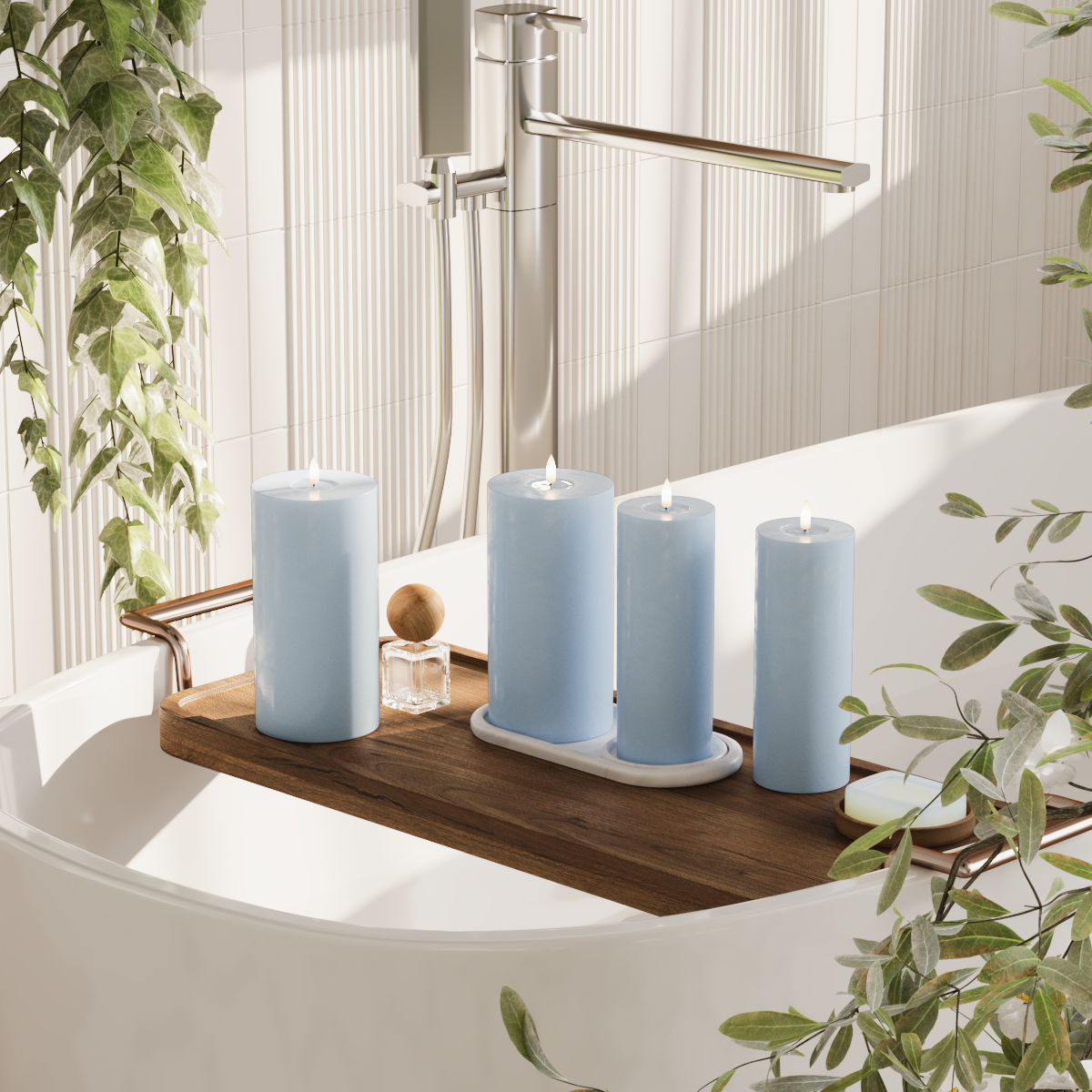 Deluxe Homeart LED blokk lámpacsomag - Jégkék - 2x 7,5 x 20 | 2 x 10 x 20 cm-es csomag 2