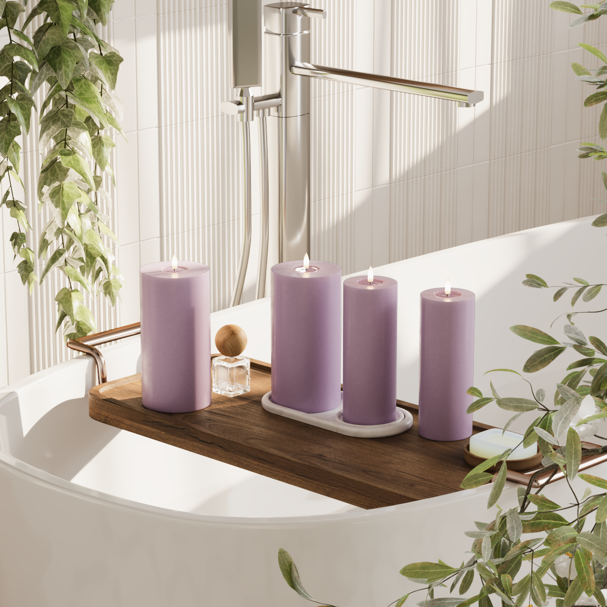 Deluxe Homeart LED blokk lámpacsomag - Világos lila - 2x 7,5 x 20 | 2 x 10 x 20 cm-es csomag 2