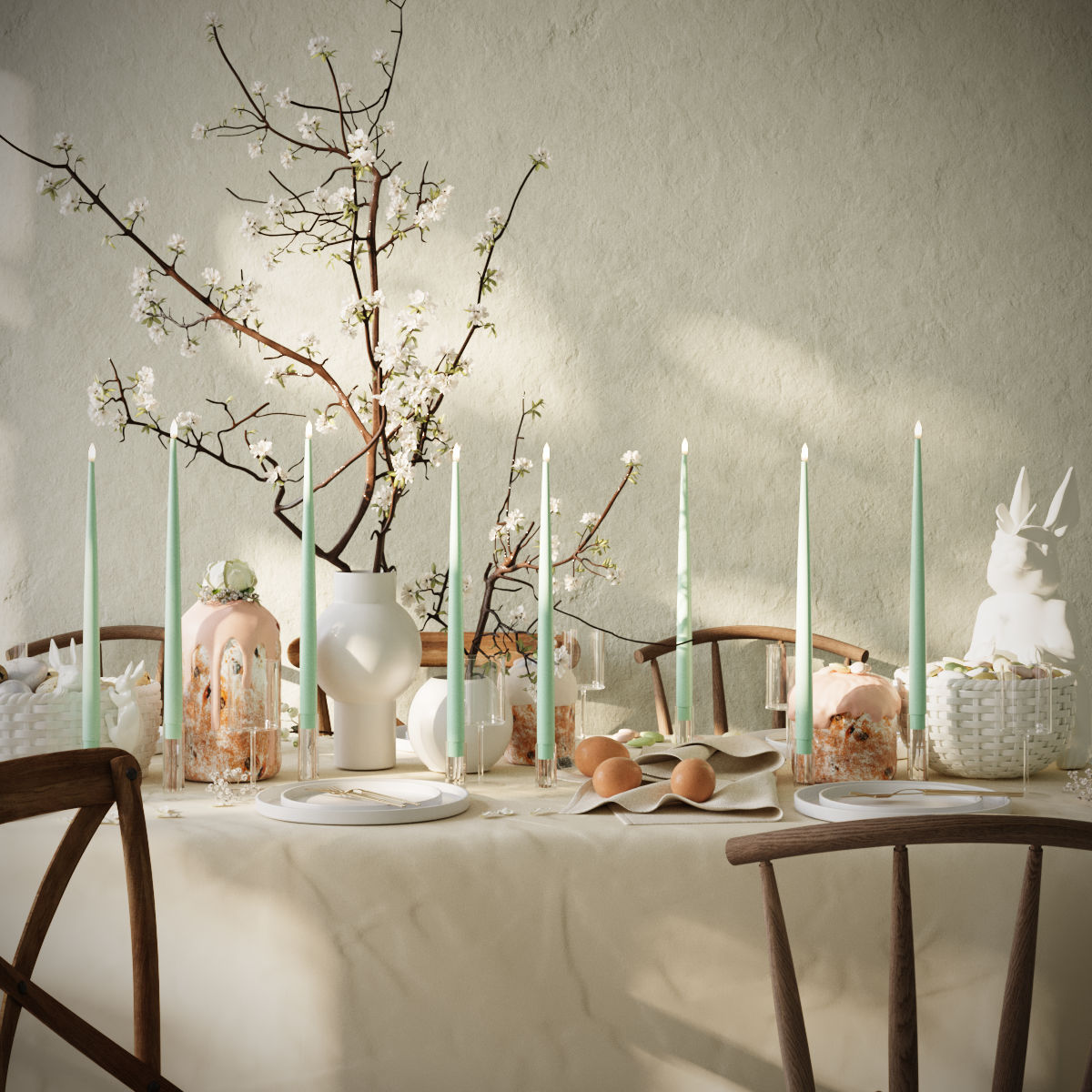 Deluxe Homeart LED Stearinlys pakke - Mint - 8 stk 38 cm lys pakke 1