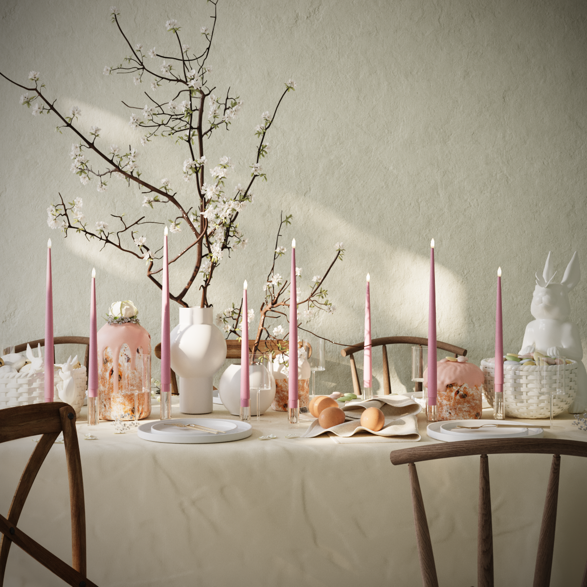 Deluxe Homeart LED gyertyafény csomag - Magenta - 4 db 38 cm | 4 db 28 cm-es csomag 1