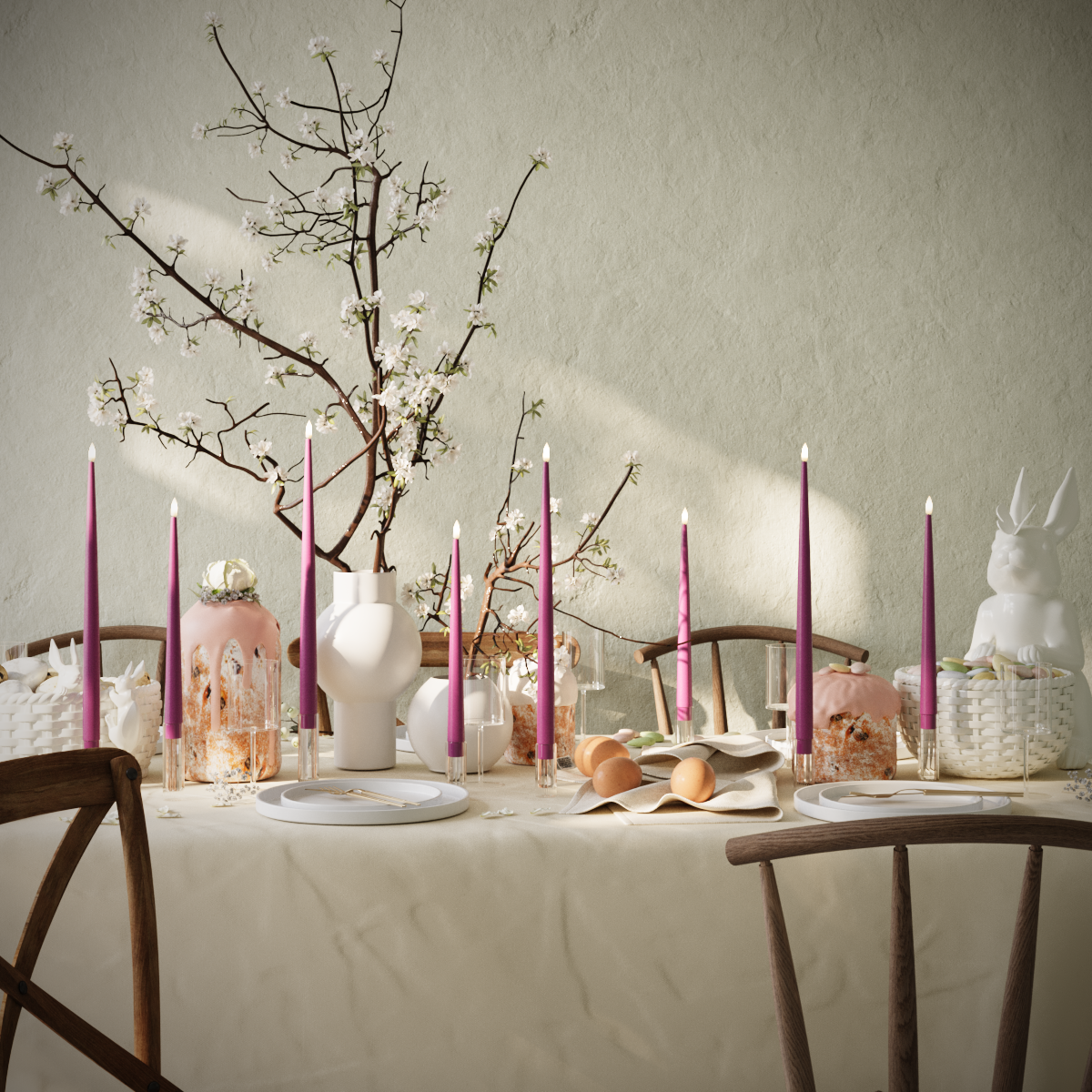 Deluxe Homeart LED Ljus Med Lack paket - Violet - 4 stycken 38 cm | 4 stycken 28 cm förpackning 1