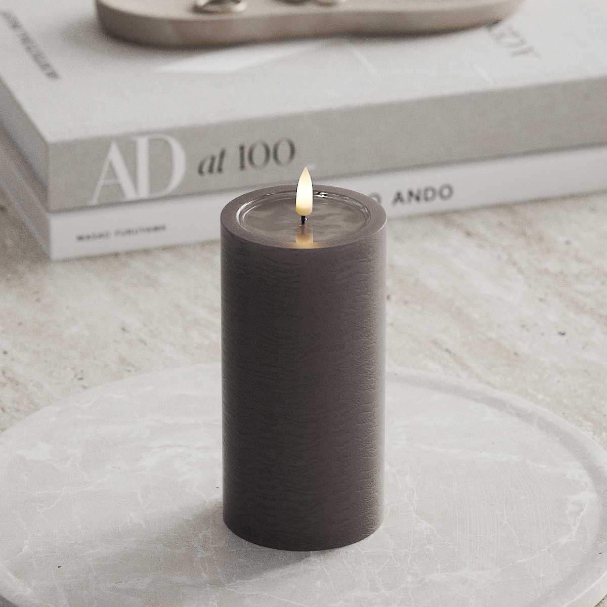 Deluxe Homeart Unique LED Blockljus D 7,5 x 15 cm Mocca unique Blockljus 1