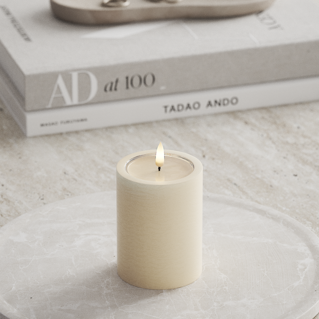 Deluxe Homeart Unique LED Bloklys D 7,5 x 10 cm Cream unique bloklys 3