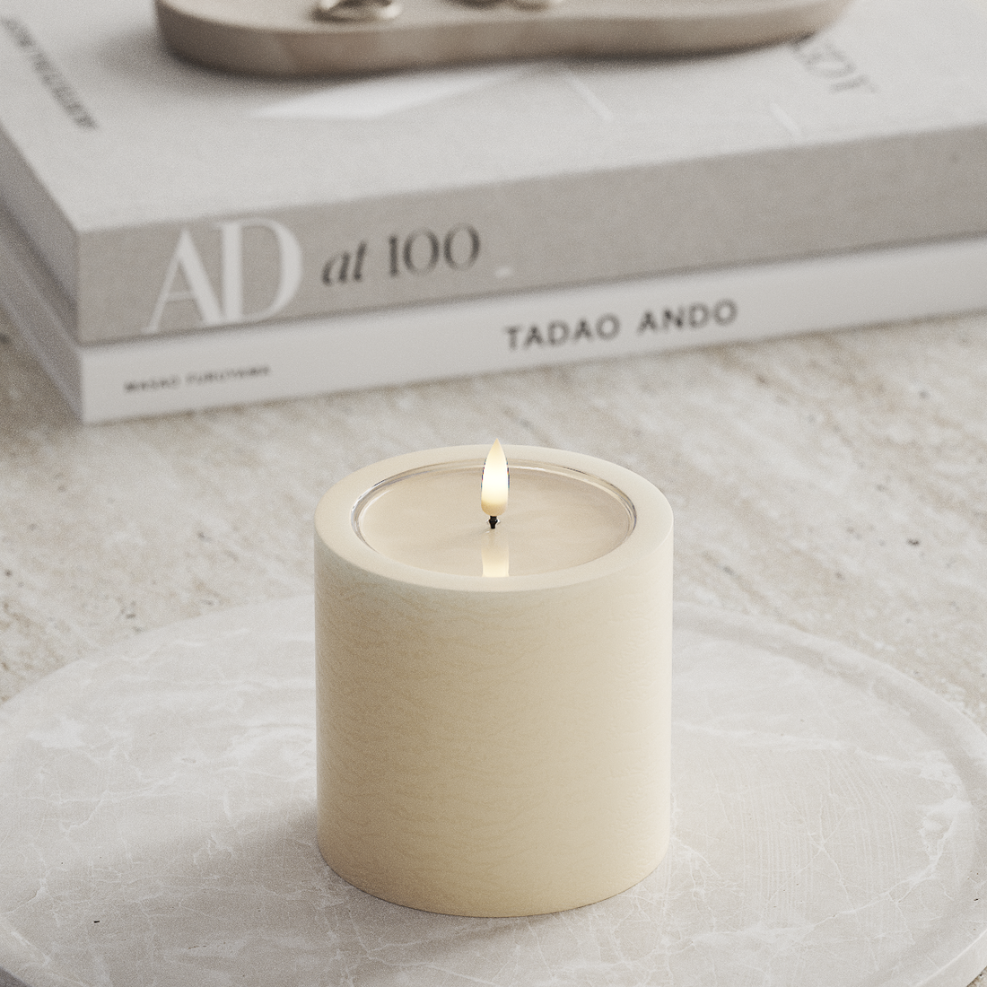 Deluxe Homeart Unique LEDs Vela pilar D 10 x 10 cm Creme unique Vela pilar 3