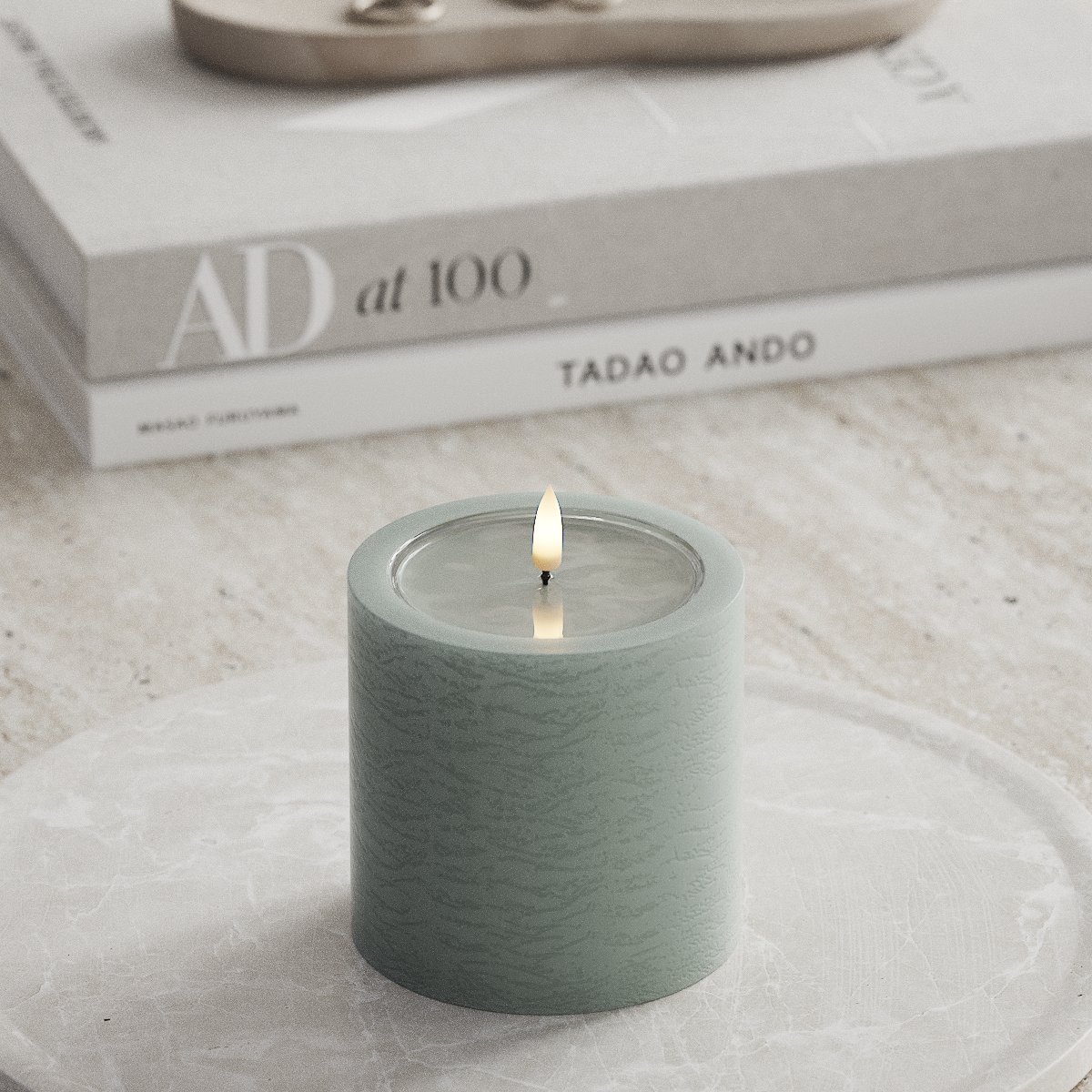 Deluxe Homeart Unique LED Blokklys D 10 x 10 cm Salviegrønn unique blokklys 1