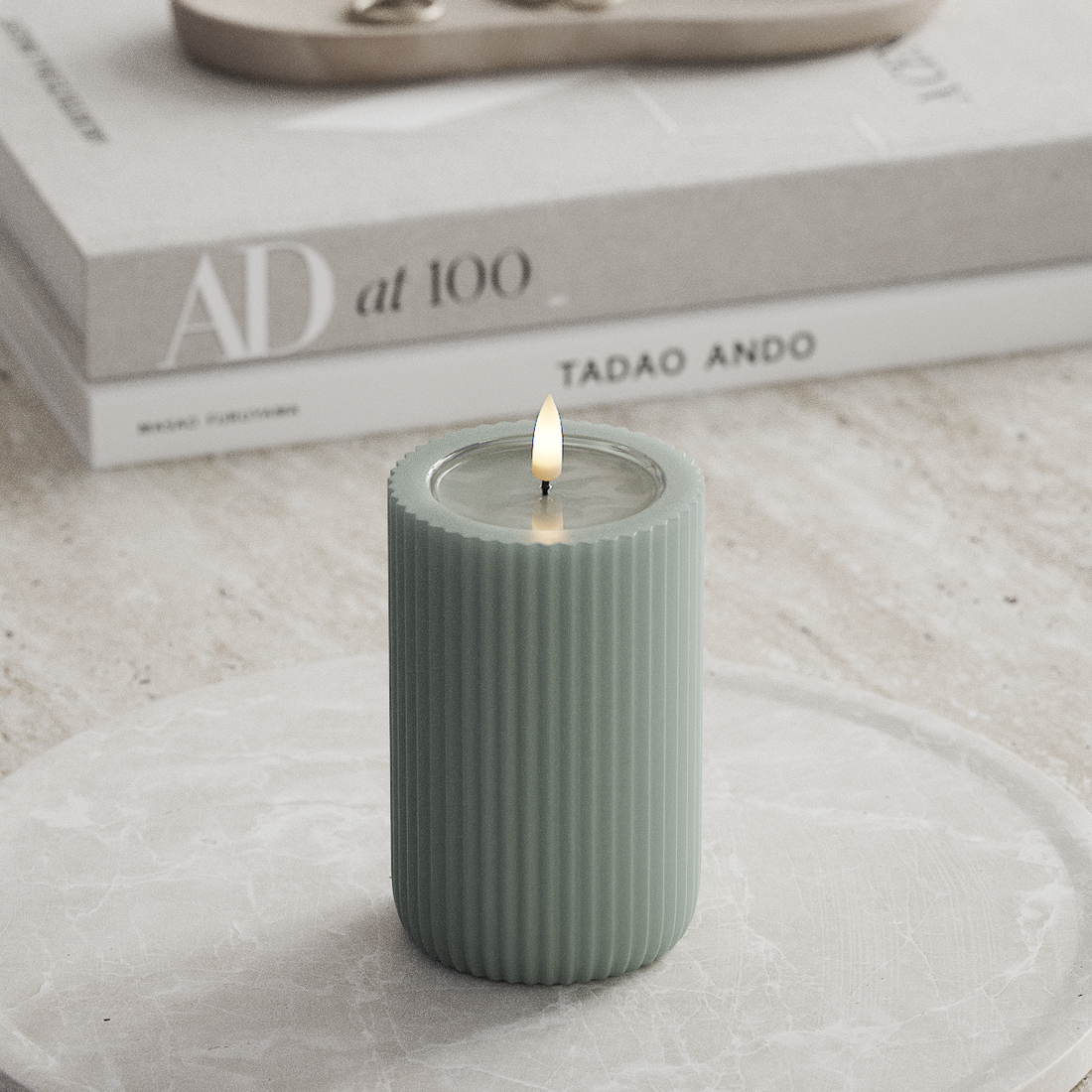 Deluxe Homeart Unique LED Rilleljus D 8 x 12,5 cm Salviagrön unique Rilleljus 3