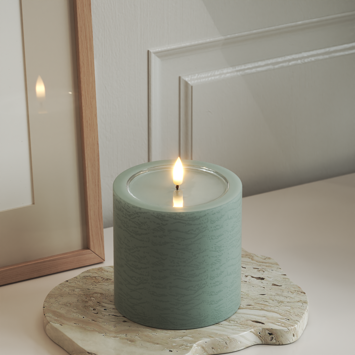 Deluxe Homeart Unique LED Blokklys D 10 x 10 cm Salviegrønn unique blokklys 3